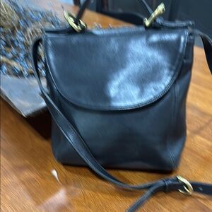 Coach Vintage Black Leather Saddle Crossbody Bag